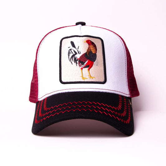 rooster white/burgundy