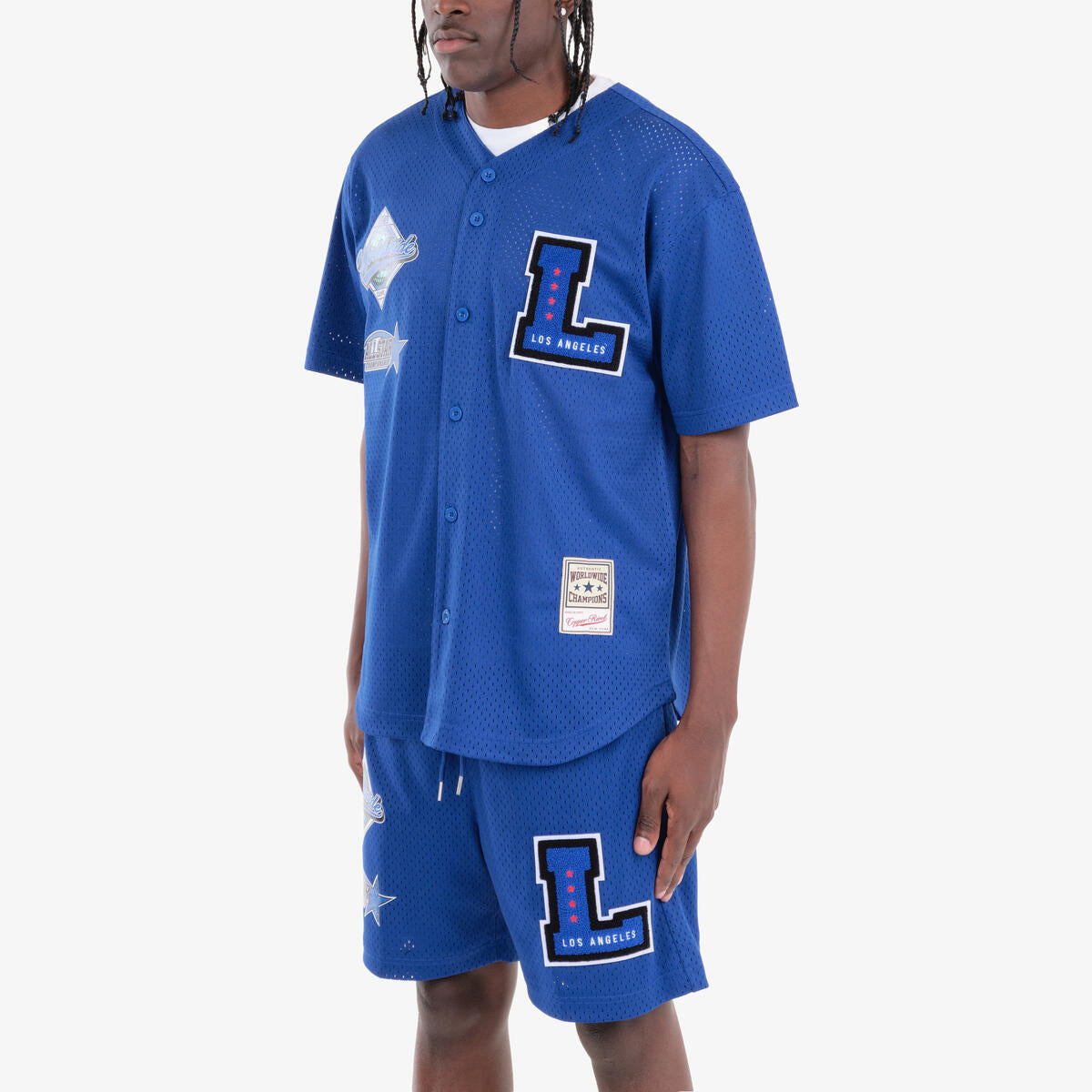 Mesh Baseball Jersey Shirt (BLUE)