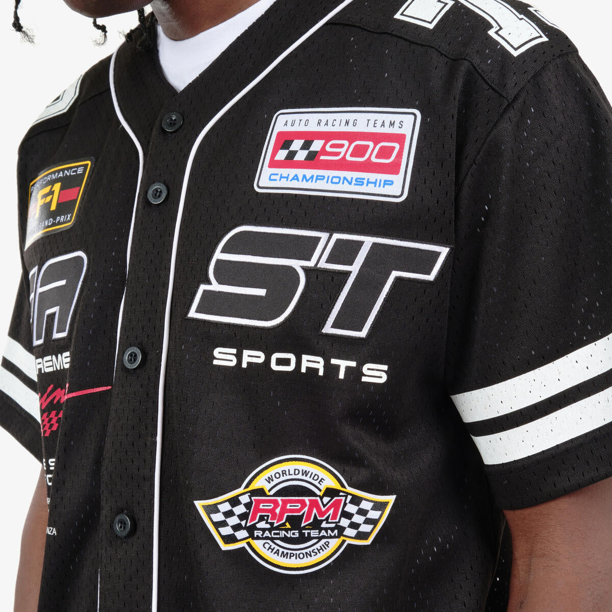 Racing Shirts on Mesh Baseball Jersey Body