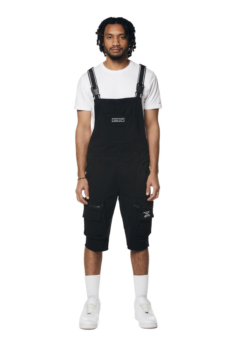 UTILITY TWILL OVERALL SHORTS (BLACK)