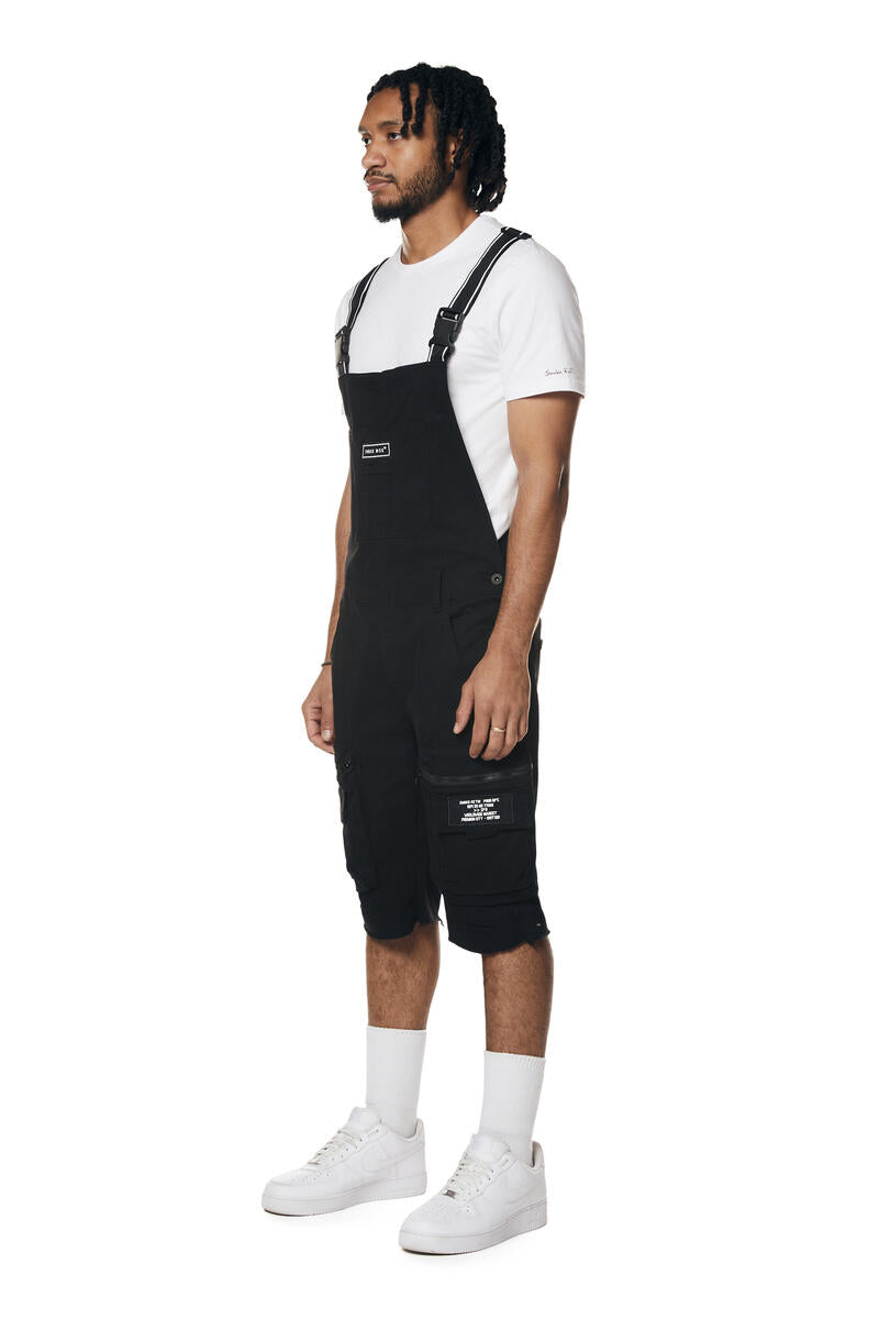 UTILITY TWILL OVERALL SHORTS (BLACK)