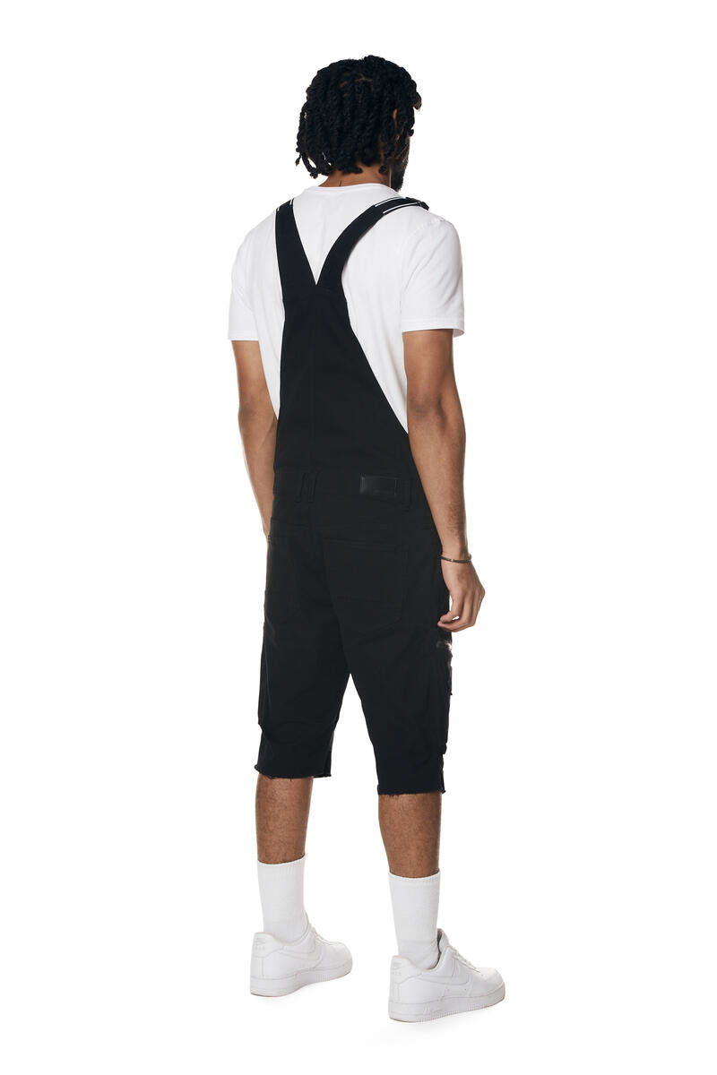 UTILITY TWILL OVERALL SHORTS (BLACK)