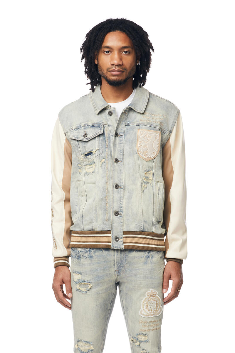 Preppy Crest Emb Denim Jacket