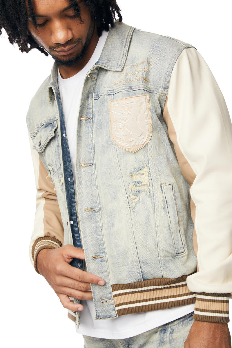 Preppy Crest Emb Denim Jacket