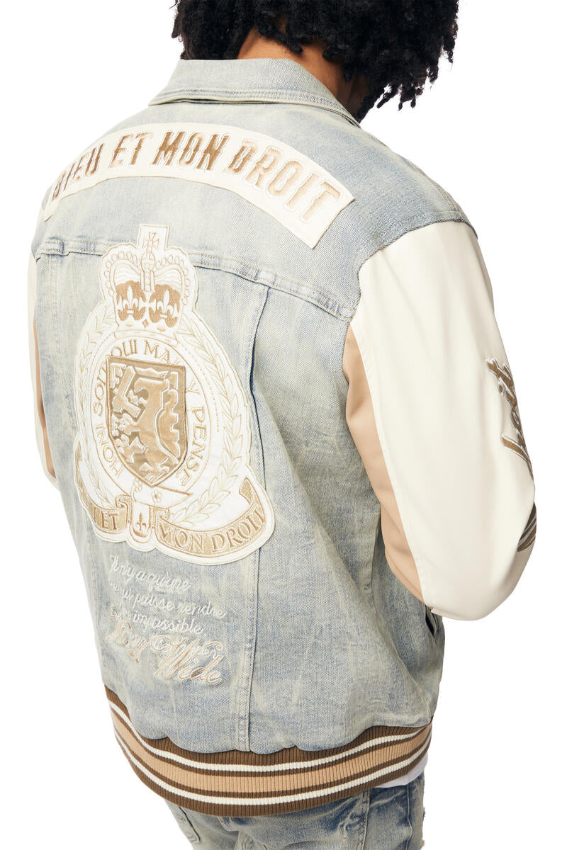 Preppy Crest Emb Denim Jacket