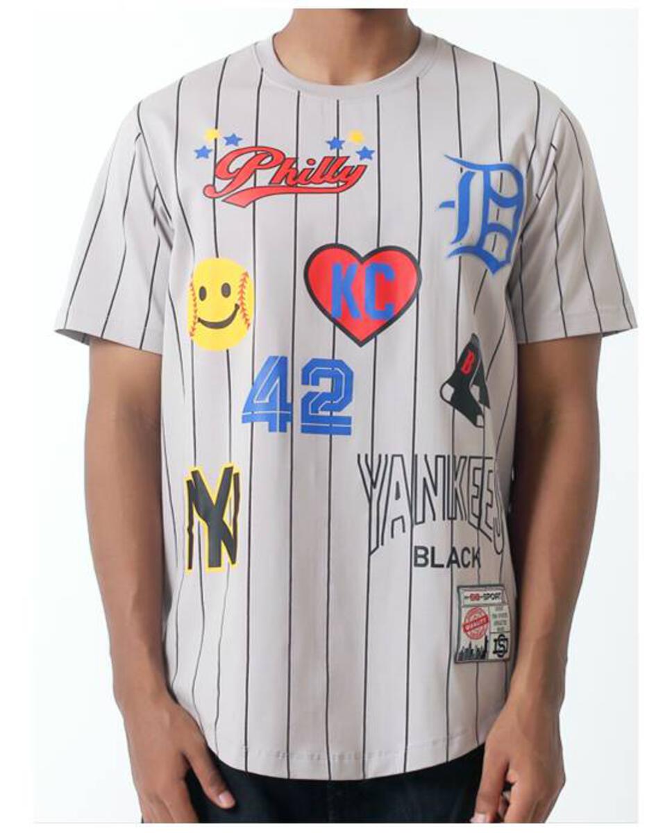 Multi logos baseball jersey tee