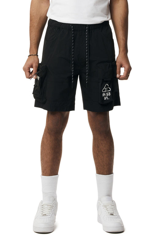 UTILITY NYLON CARGO SHORTS (BLACK)