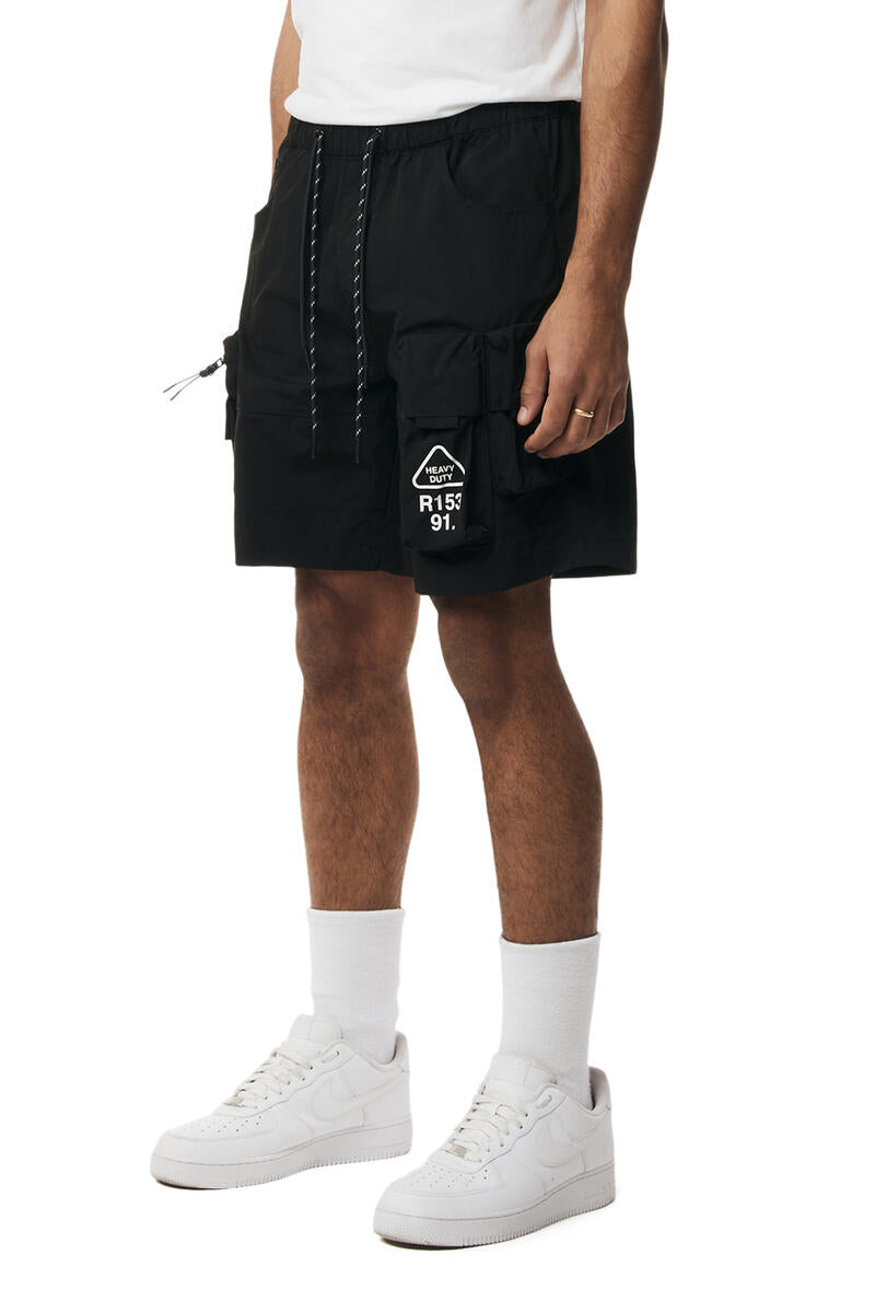 UTILITY NYLON CARGO SHORTS (BLACK)