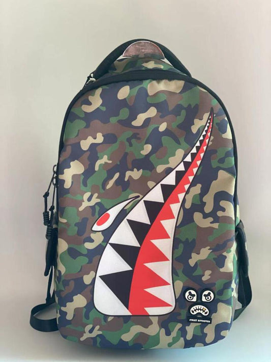 GREEN CAMO SHARK (PREMIUM BACK PACK)